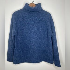 LL Bean Wool Sweater Made in Scotland Turtleneck Sweater Women’s M Vintage Blue